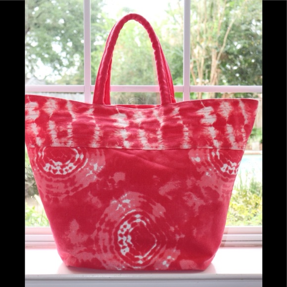 NO BOUNDARIES PINK/WHITE CANVAS TOTE - Picture 4 of 9